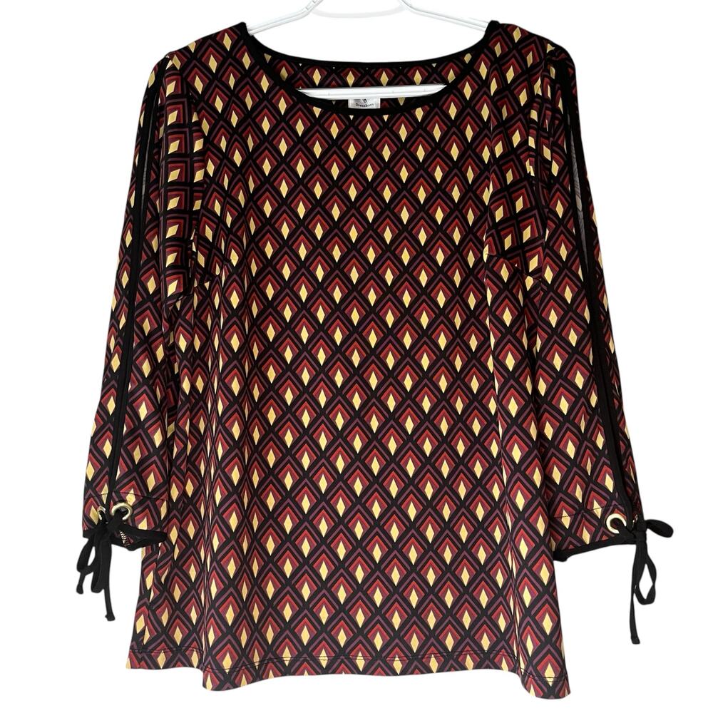 Dressbarn 3/4 Sleeve Purple / Red / Yellow Blouse Size Large
